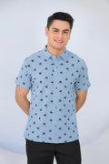 Tree All Over Print Sky Collar Polo Men's