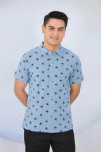 Tree All Over Print Sky Collar Polo Men's
