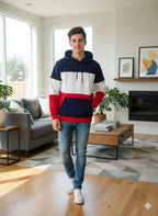 Navy & Red Penal Hoodies Men's