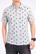 Tree All Over Print Oatmeal Collar Polo Men's