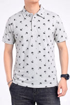 Tree All Over Print Oatmeal Collar Polo Men's