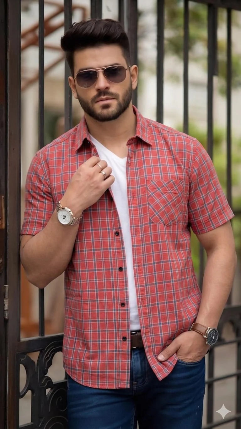 Carrot Check Casual Shirt Men's