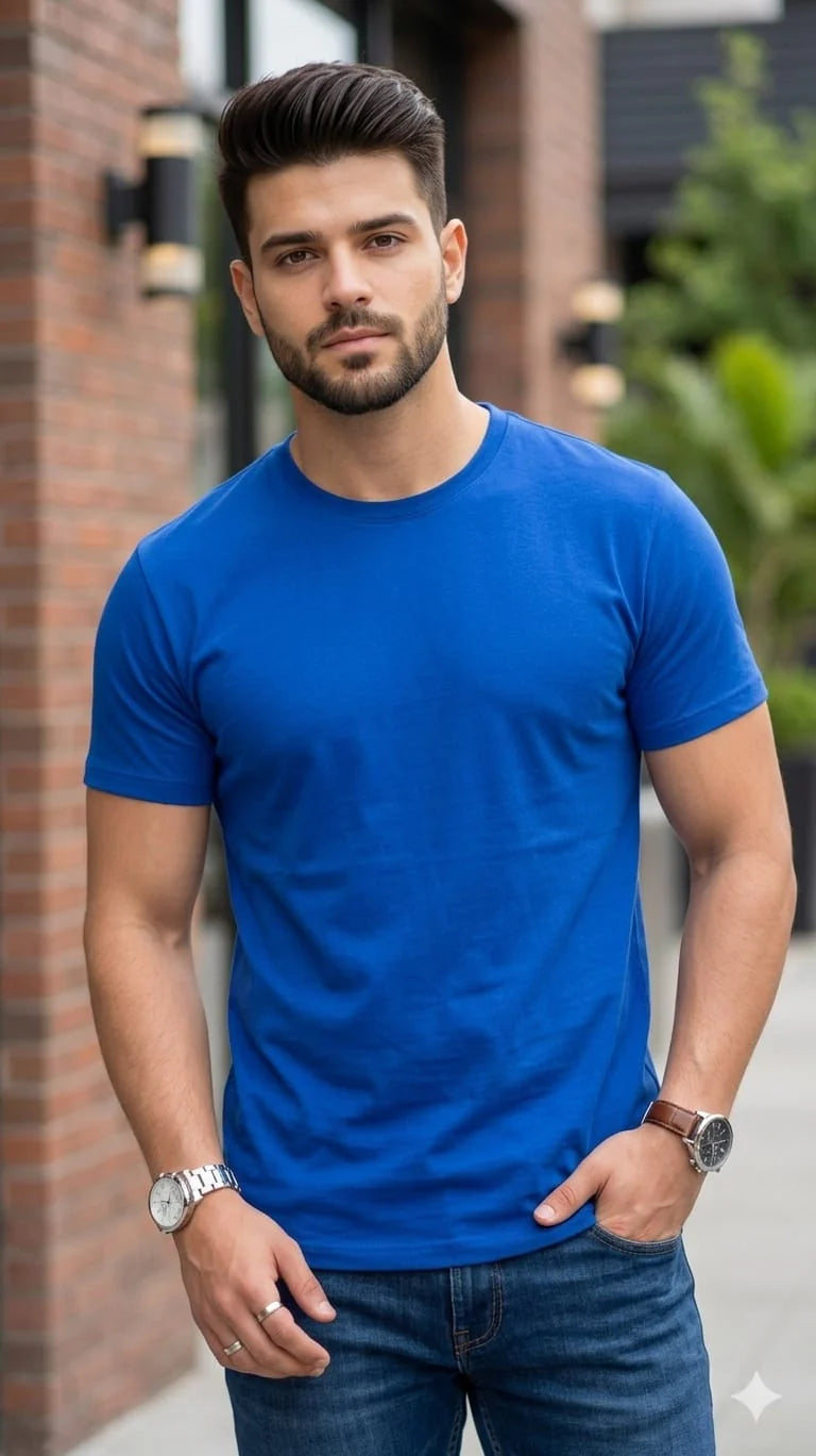 Simple Royal Blue T-Shirt Men's